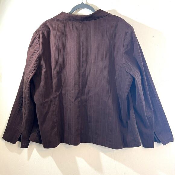 Cato 3 Button Blazer Sz 22W Cotton Blend Textured Brown Corpcore Career Chic - Picture 2 of 8